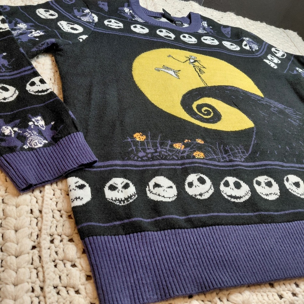 Nightmare Before Christmas Sweater Womens 2XL Jack Skeleton AOP‎ Ugly Party Fun - Picture 3 of 8